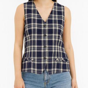 vintage Y2K 2000s retro 90s 1990s Blue and white plaid vest